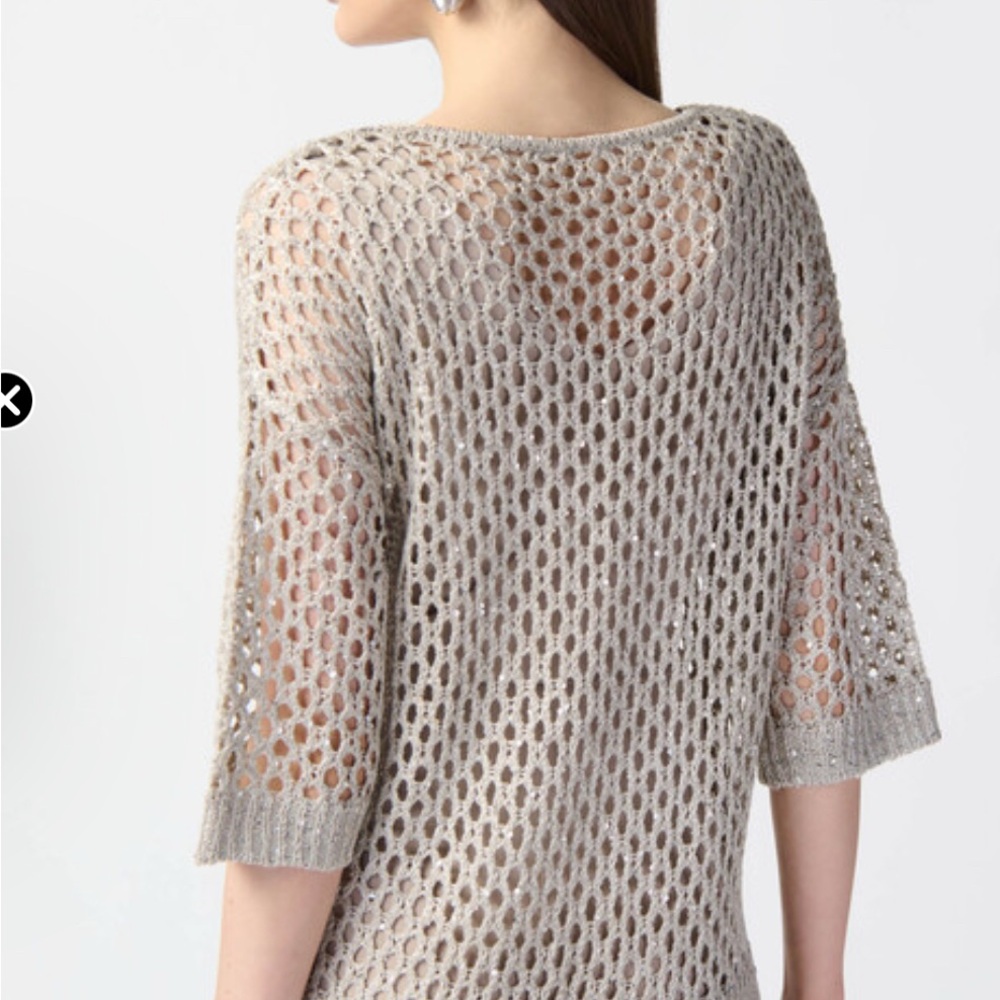 Joseph Ribkoff Light Beige Open Knit Tunic - Picture 6 of 10